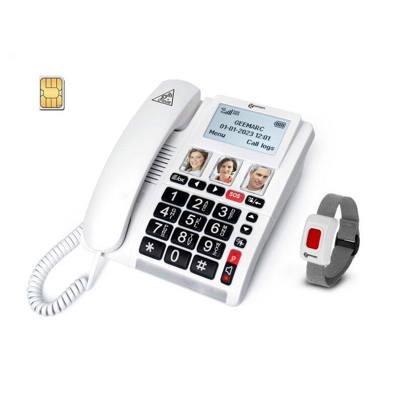 Geemarc Cl9000 - 4g Schnurgehndenes Notruftelefon Mit Notrufarmband