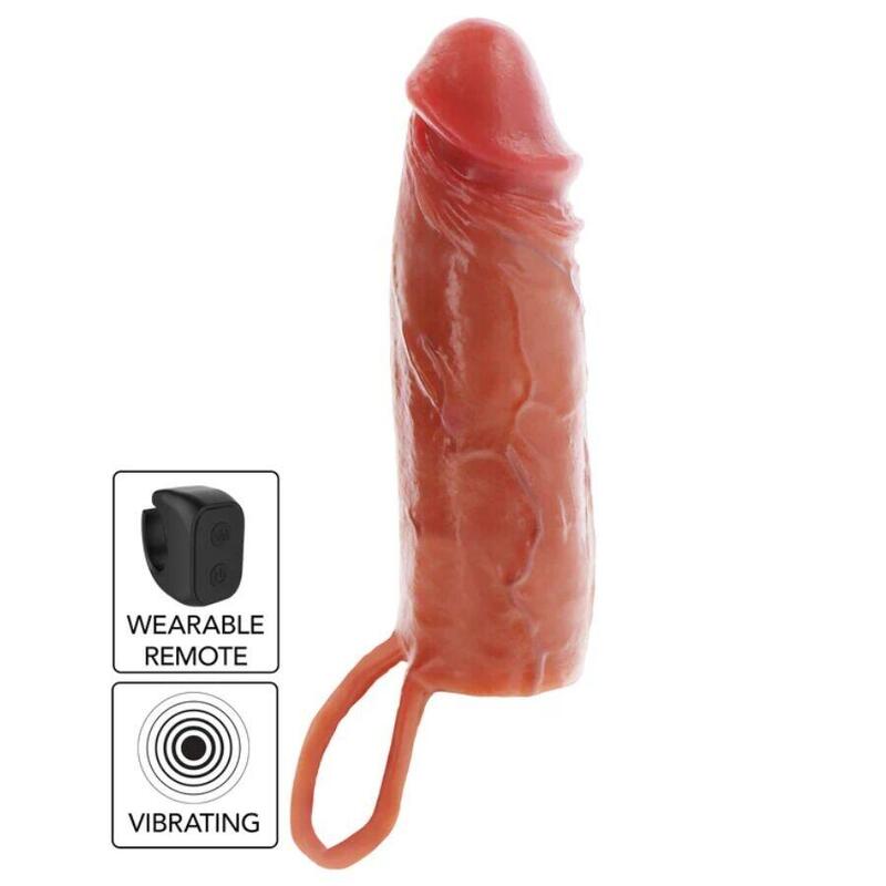 Get Real - Funda Hydrated Skin De Silicona Con Vibración Para Pene Caramelo 16 Cm