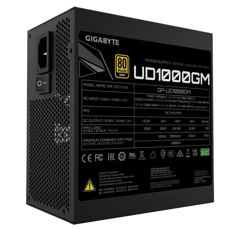 Gigabyte Gp-Ud1000gm Fuente De Alimentación Gigabyte Ud1000gm 1000 W 20+4 Pin Atx Negro