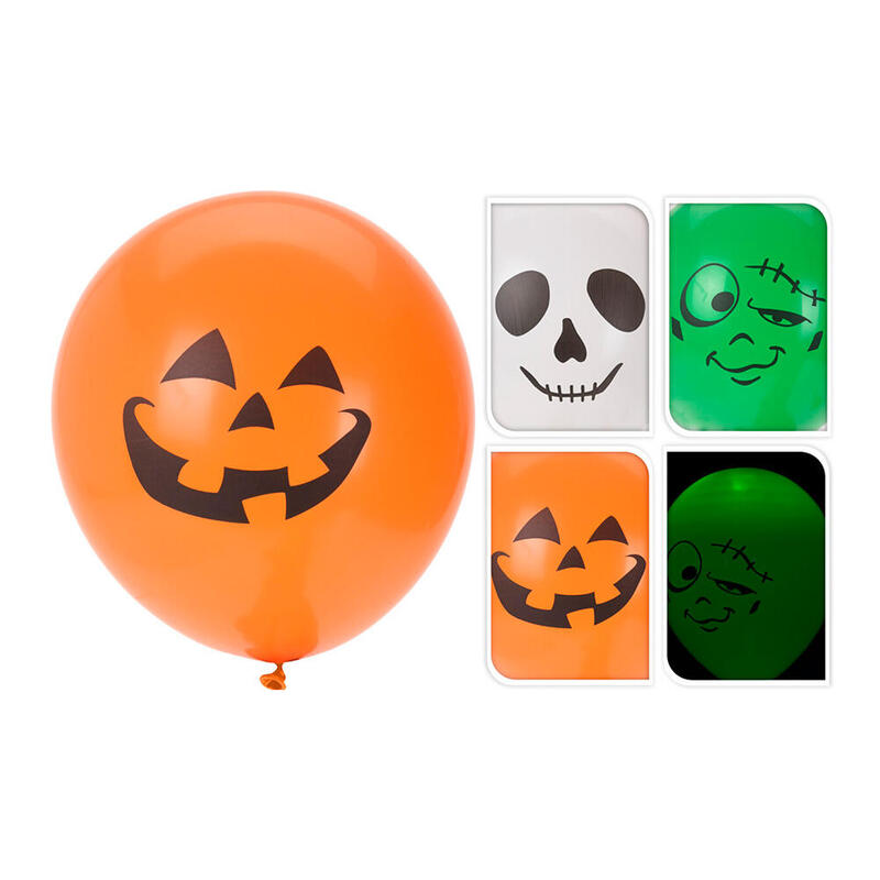 Globos Halloween Con Led, Modelos Variados, 3 Uds