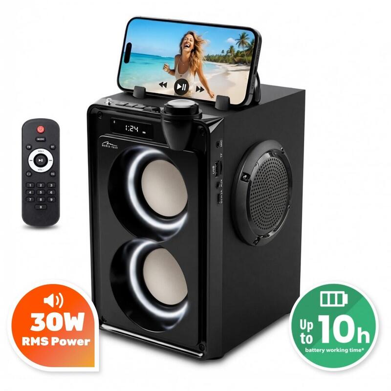 Glosnik Przenosny Overbox Mt3186 Bluetooth 5.3+ Edr/A2dp, Avrcp/Fm/Mp3/Microsd/Usb/Usb-C/Mic-In/Aux-In/Rms 30w/Pmpo 900w