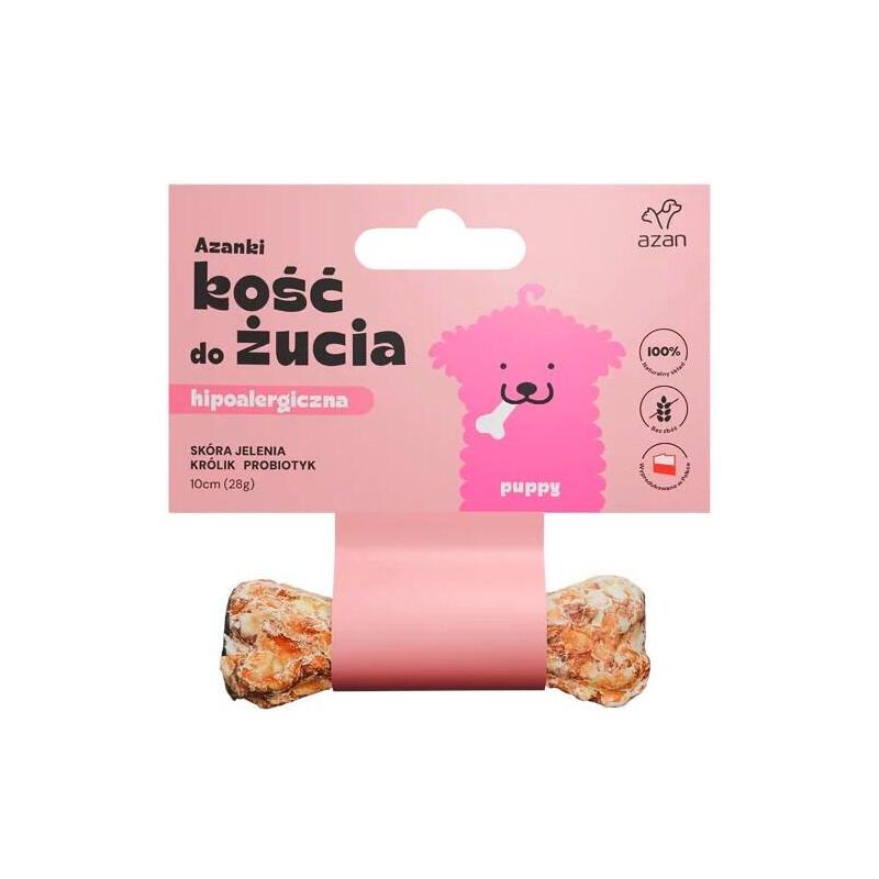 Golosina Para Perros Azanki Hueso Hipoalergénico De Piel De Ciervo Con Conejo Y Probiótico Puppy 10 Cm