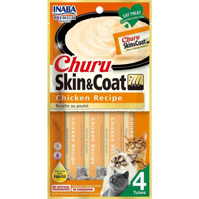 Goma Para Gatos Inaba Churu Skin&Coat Chicken Recipe 4x14 G