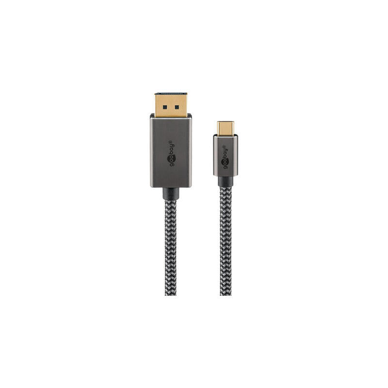 Goobay Usb Adaptadorcable, Usb-C Stecker > Displayport Stecker, 4k 60hz (Negro/Plata, 2 Meter, Textilcable) 75708
