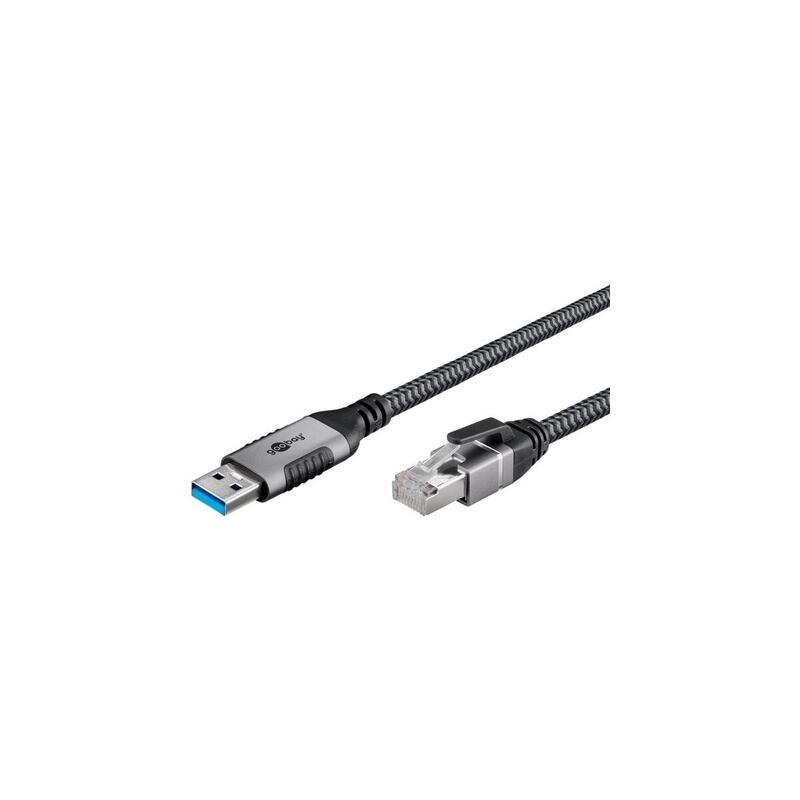 Goobay Cable Ethernet Usb-A 3.2 Gen1 Macho > Rj-45 Macho, Adaptador Lan Negro/Plateado, 15 Metros 70695