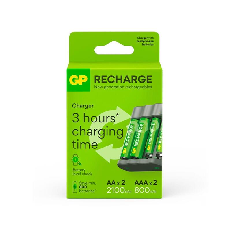 Gp B441 Cargador De Pilas Recargables Usb Aa Aaa + 2x Aa 2100 Mah + 2x Aaa 800 Mah
