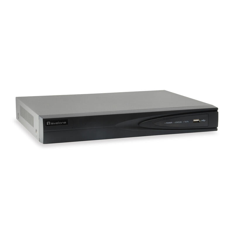 Grabador De Video Level One 4 Canales 4 Puertos Red Poe H.265 Negro Nvr-0504