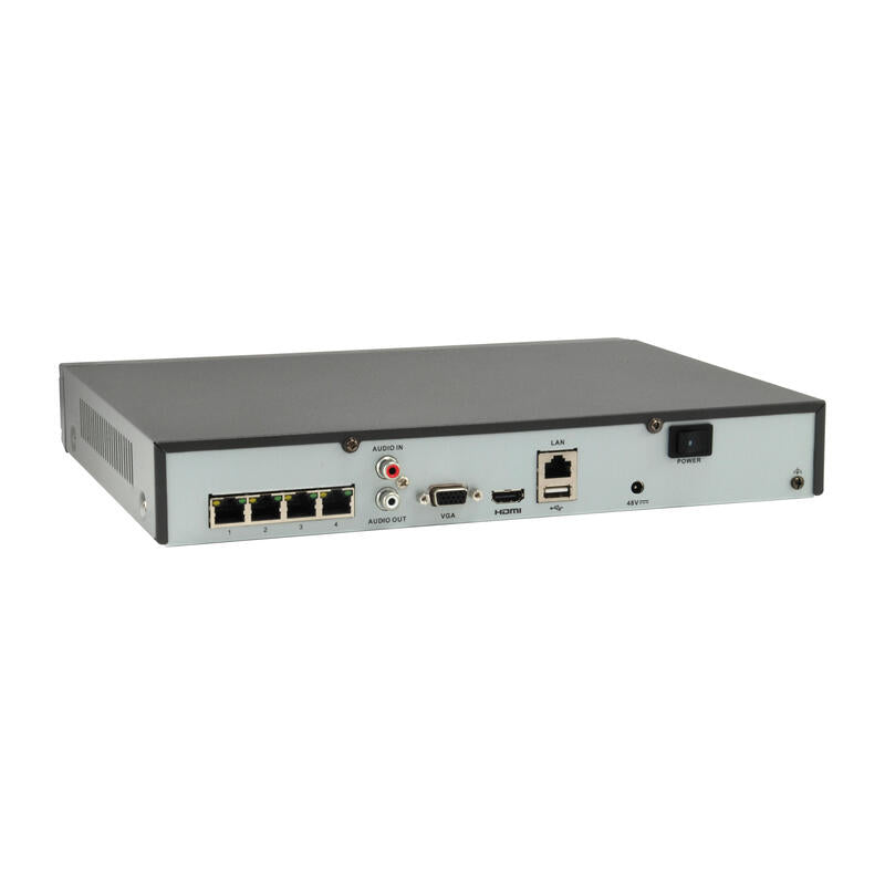 Grabador De Video Level One 4 Canales 4 Puertos Red Poe H.265 Negro Nvr-0504