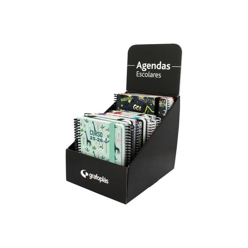 Grafoplás Agendas Escolares A6 Dp Espiral Tapa Forrada Soft Surtido Diseño Expositor 12 Ud