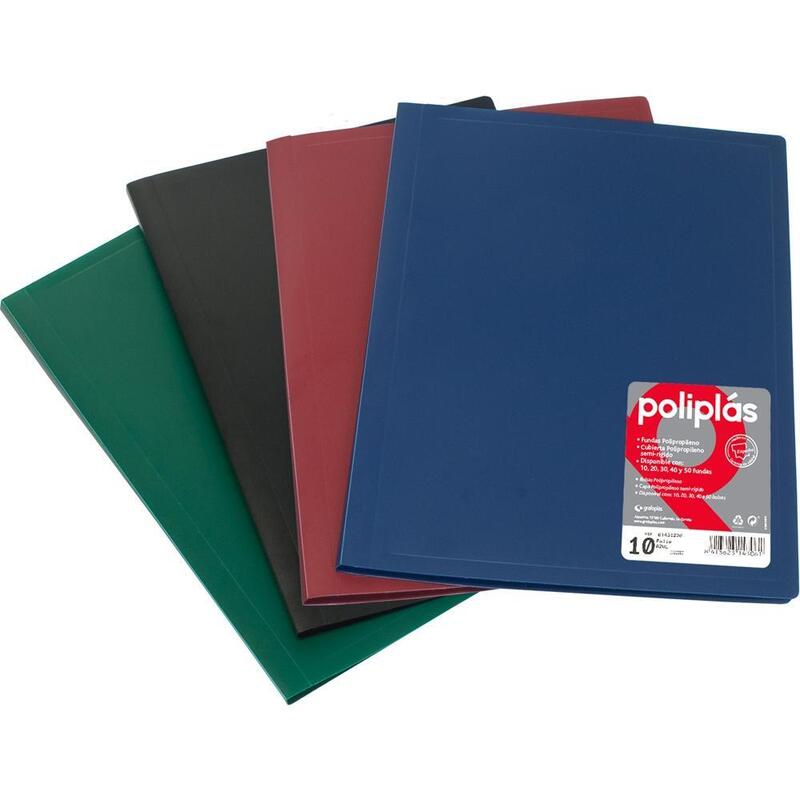 Grafoplás Carpeta Poliplás De Polipropileno Opaco Con 20 Fundas Soldadas Folio Negro