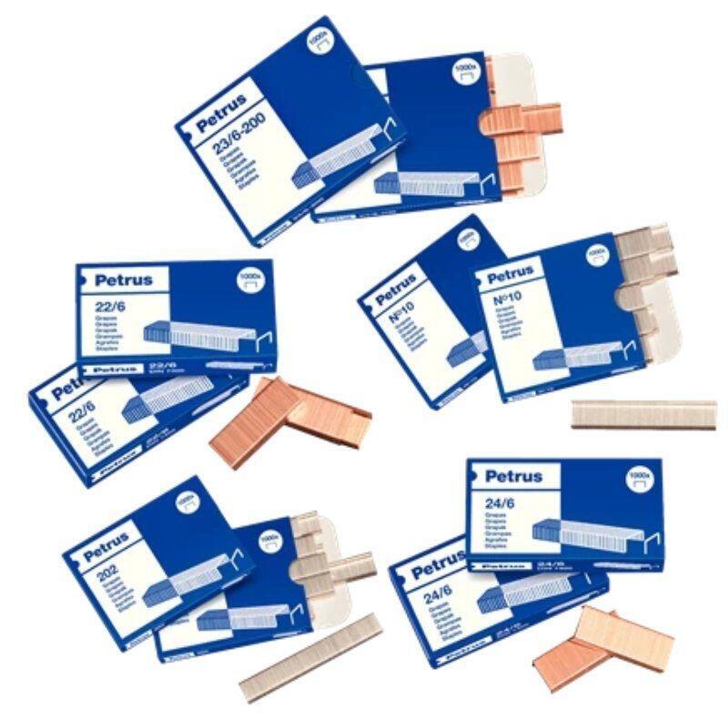 Grapas Cobreadas Esselte Petrus 55714 22/8 / 24/8 Caja 1000 Unidades Patilla 8mm Largo
