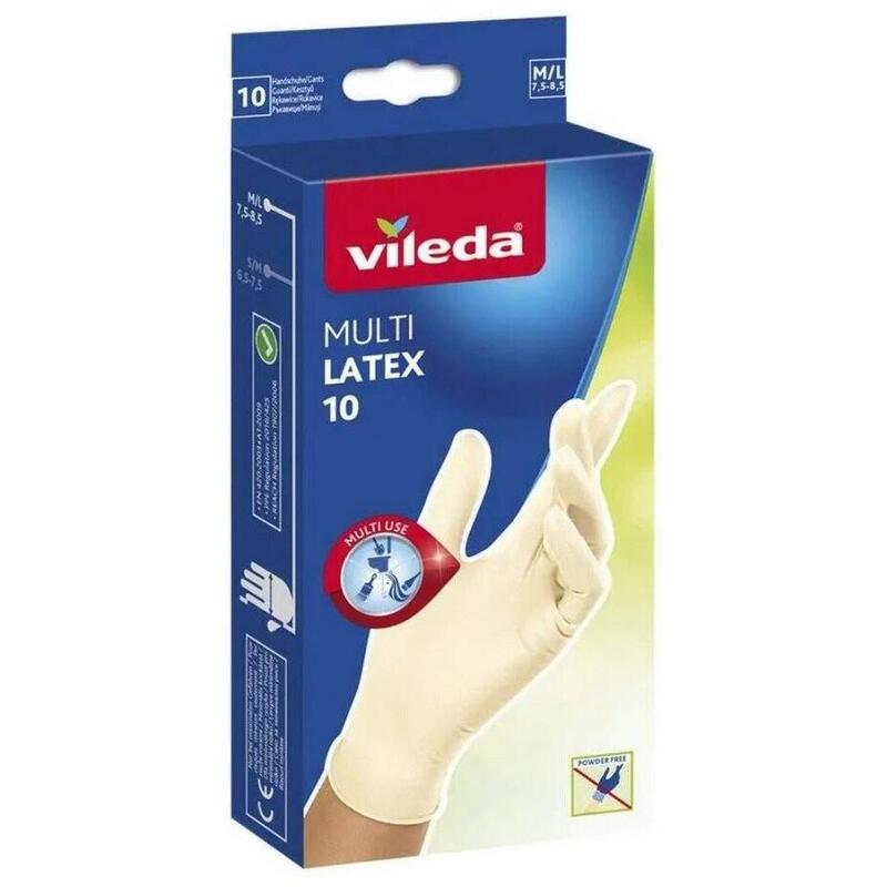 Guantes De Látex Vileda Natural Latex, Talla M/L, 10 Unidades