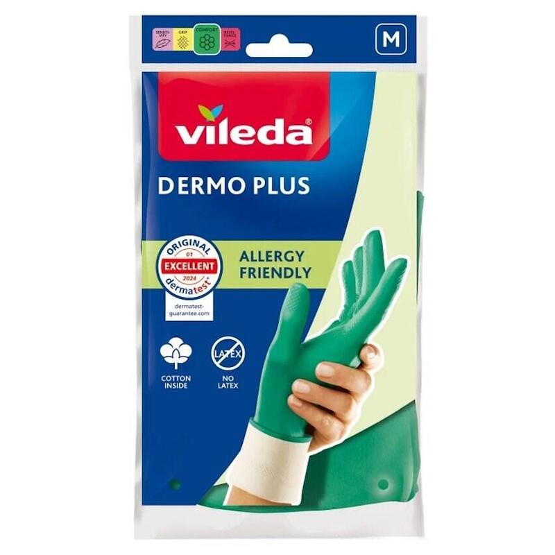 Guantes Vileda Dermo Plus «M» Verde Algodón, Nitrilo