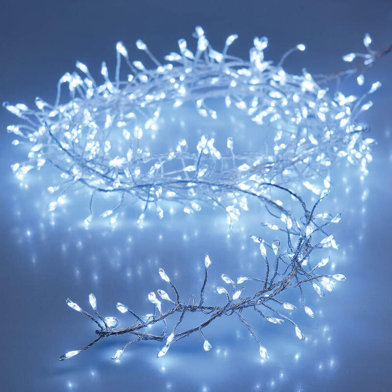 Guirnalda A Pilas Tipo Espino Fija 100 Leds Blanco Frio 1,5m