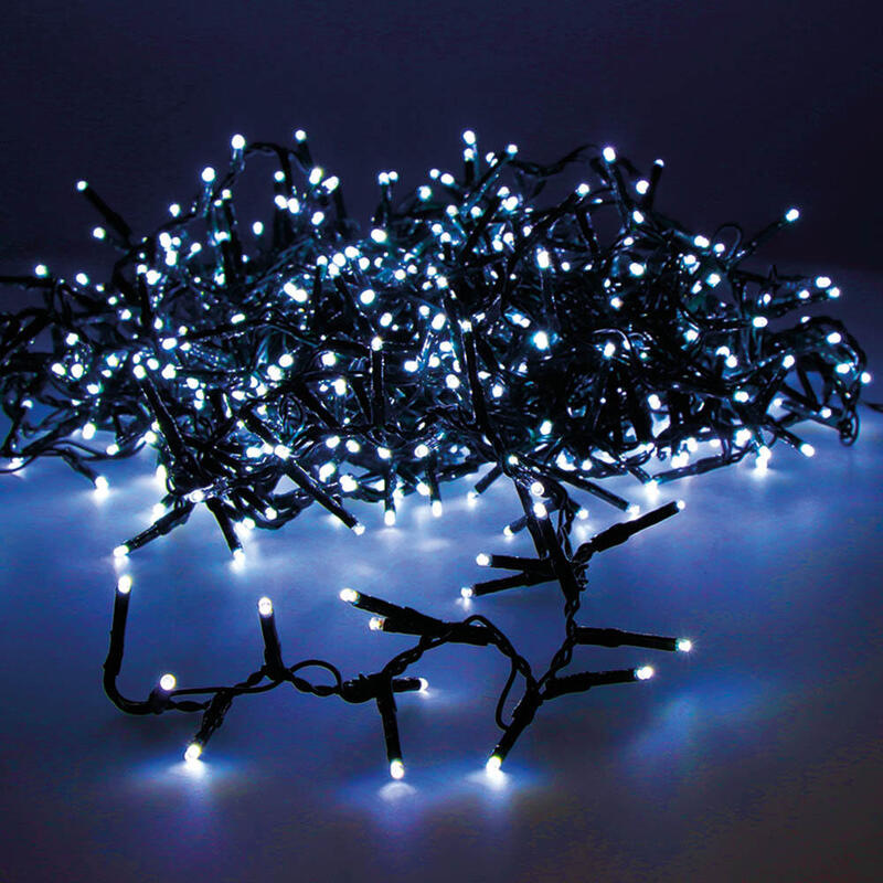 Guirnalda Led Compact Parpadeante Azul 750 Leds Cable Verde 21m