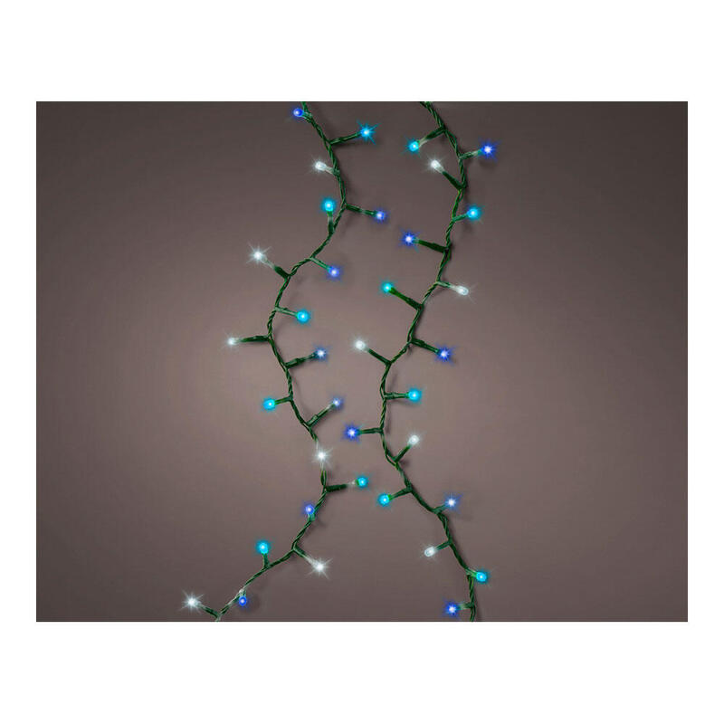 Guirnalda Led Compact Parpadeante Colores Blanco, Azul Y Turquesa 750 Leds Cable Verde 21m