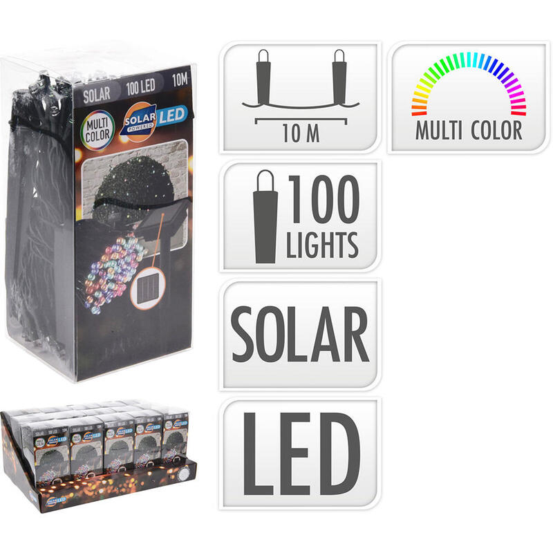 Guirnalda Led, Multicolor, Ip44, 100 Leds, Solar, 10m. Basics