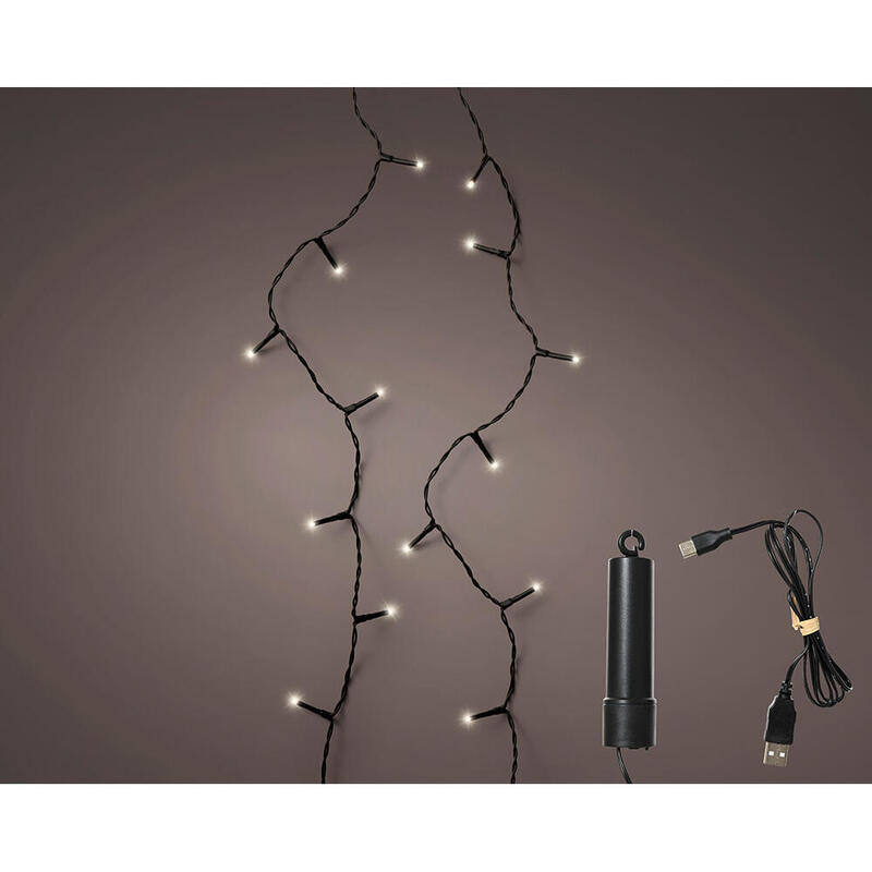 Guirnalda Led Multifunción Exterior Con Bateria 100 Led Luz Fria Con Cable Negro 7,4 M