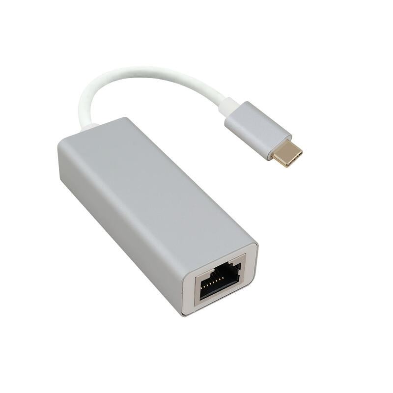 Helos Adaptador Ethernet, Usb 3.1 Tipo-C St./Rj45 Hembra, Premium, Plata