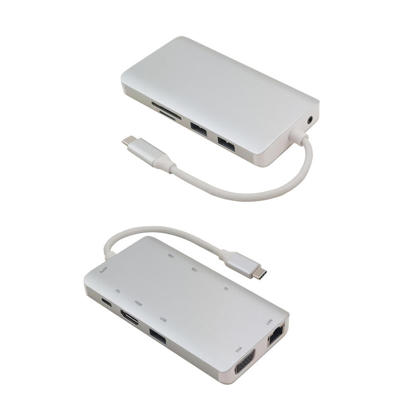 Helos Dockingstation, Usb 3.1 Tipo-C St./Hdmi/Vga/Usb/Lan/Audio/Sd, Premium