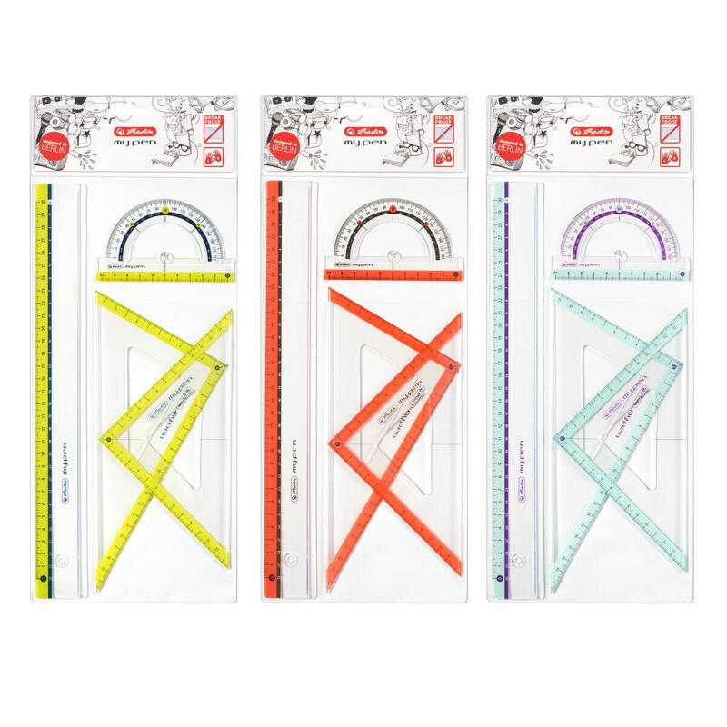 Herlitz Geometrieset 4tlg. Lineal,Winkelmesser,2xgeodreieck