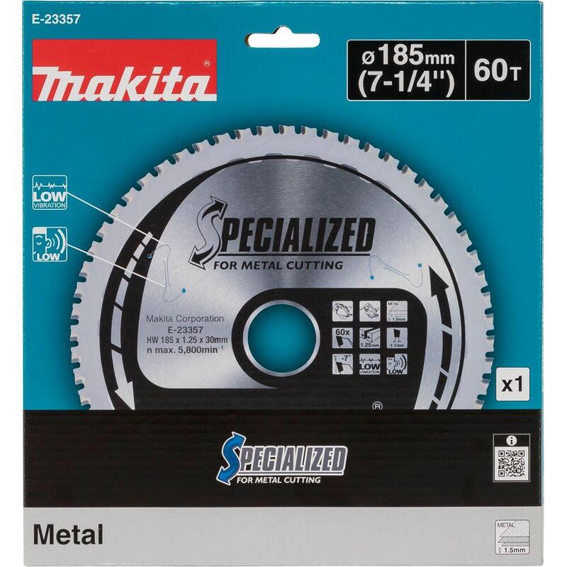 Hoja De Sierra Circular Para Metal Makita E-23357, Ø 185 Mm, Diámetro 60z De 20 Mm, Para Sierras Circulares Manuales Para Metal E-23357