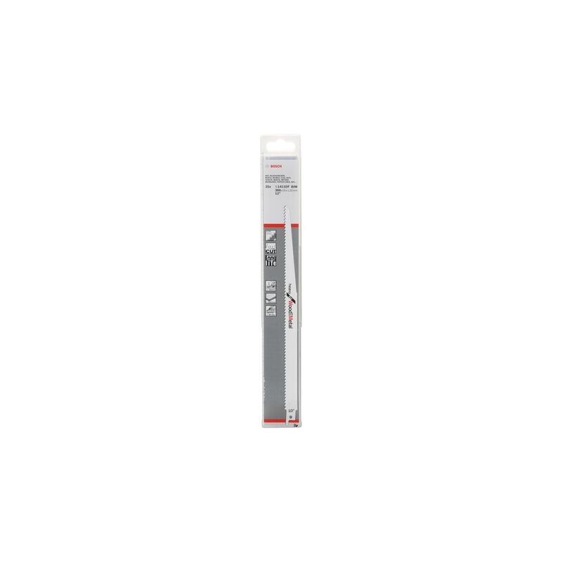 Hoja De Sierra De Sable Bosch Professional S 1411 Df Heavy Para Madera Y Metal, 25 Piezas, Longitud 300 Mm 2608657562