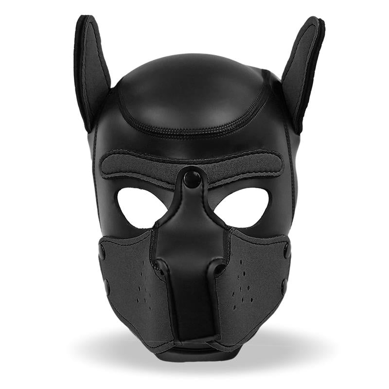 Máscara De Perro De Neopreno Con Hocico Extraíble Negro Talla M