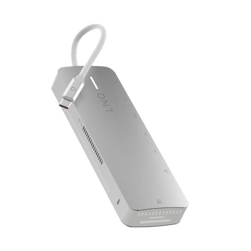 Hub 9 Puertos Ssd Pro Usb-C 140w Gris Linq Largo 16cm /Ancho 5cm / Altura 2cm / 9 Puertos: Ssd,Sd, Hdmi,Usb-C,Rj45,2xusb-A