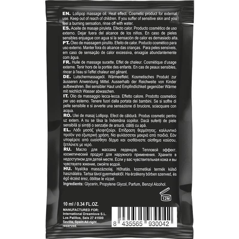 Coquette Chic Desire - Pocket Aceite Masaje Kissable Efecto Calor Piruleta 10 Ml