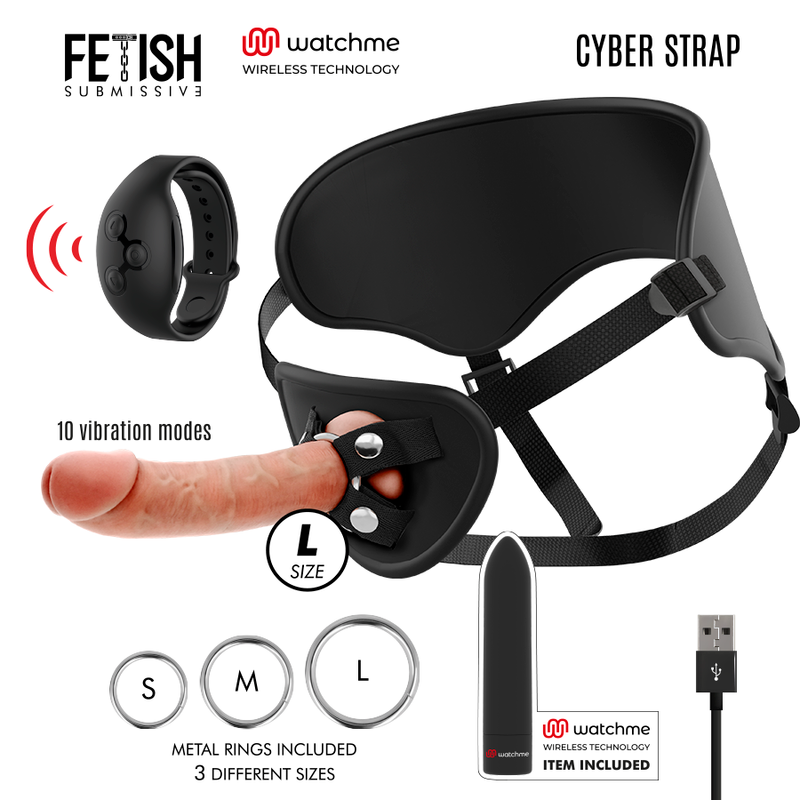 Fetish Submissive Cyber Strap - Arnés Con Dildo Y Bala Control Remoto Tecnología Watchme L