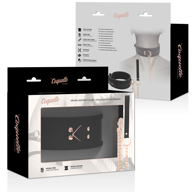 Coquette Chic Desire - Fantasy Collar Cuero Vegano Con Correa Y Forro De Neopreno