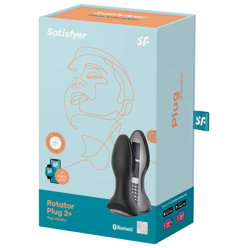 Satisfyer - Rotator Plug 2+ Plug Vibrador App Negro