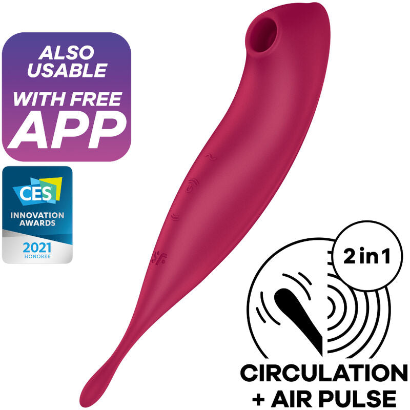Twirling Pro Succionador Y Vibrador Twirling Pro App Satisfyer Connect Dark Red