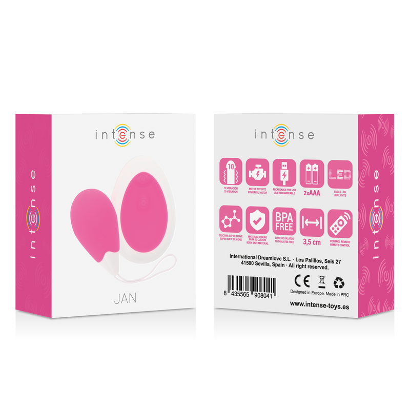 Intense - Jan Huevo Vibrador Control Remoto Rosa
