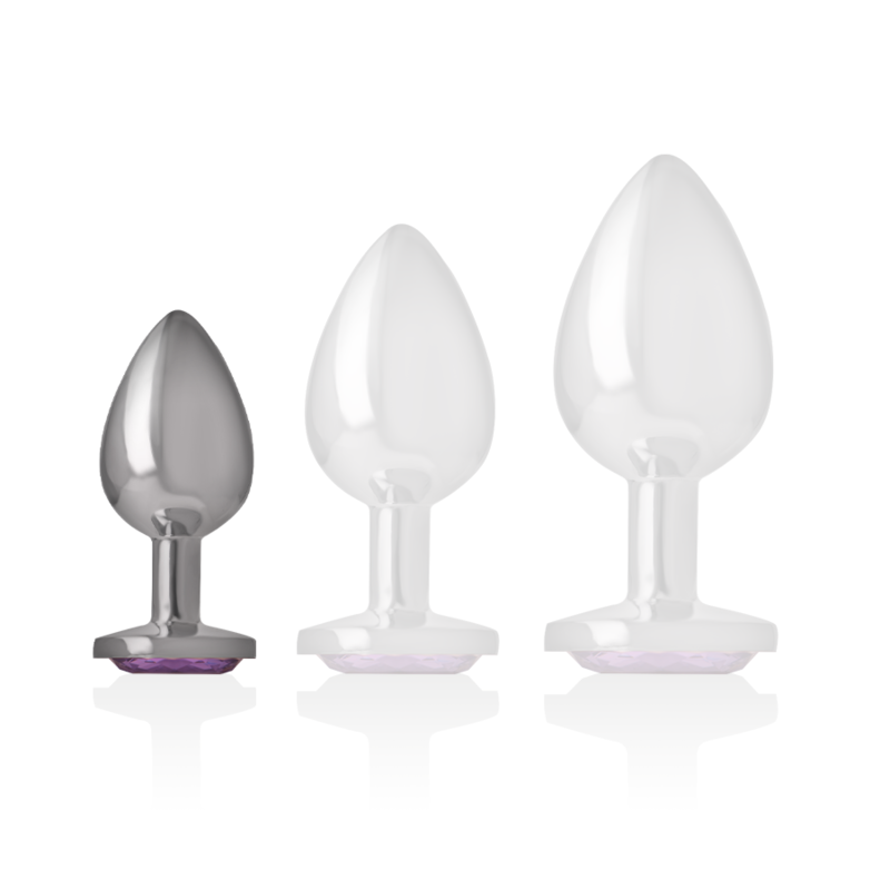 Intense - Plug Anal Metal Aluminio Con Cristal Violeta Talla S