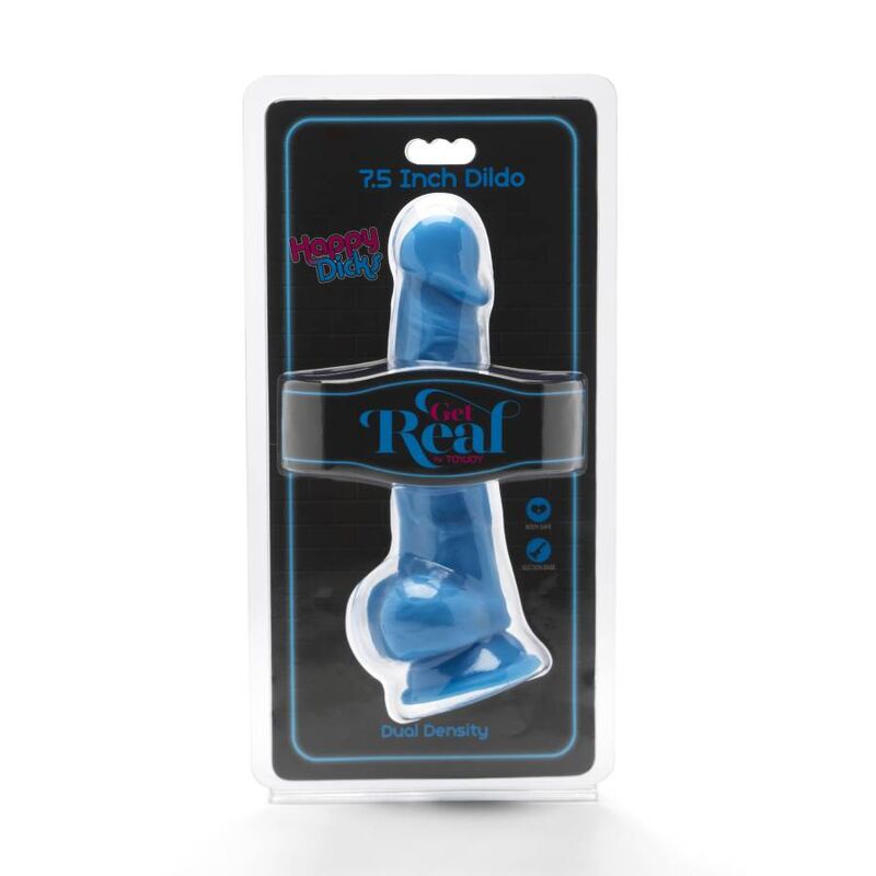 Get Real - Happy Dicks 19 Cm Con Testiculos Azul