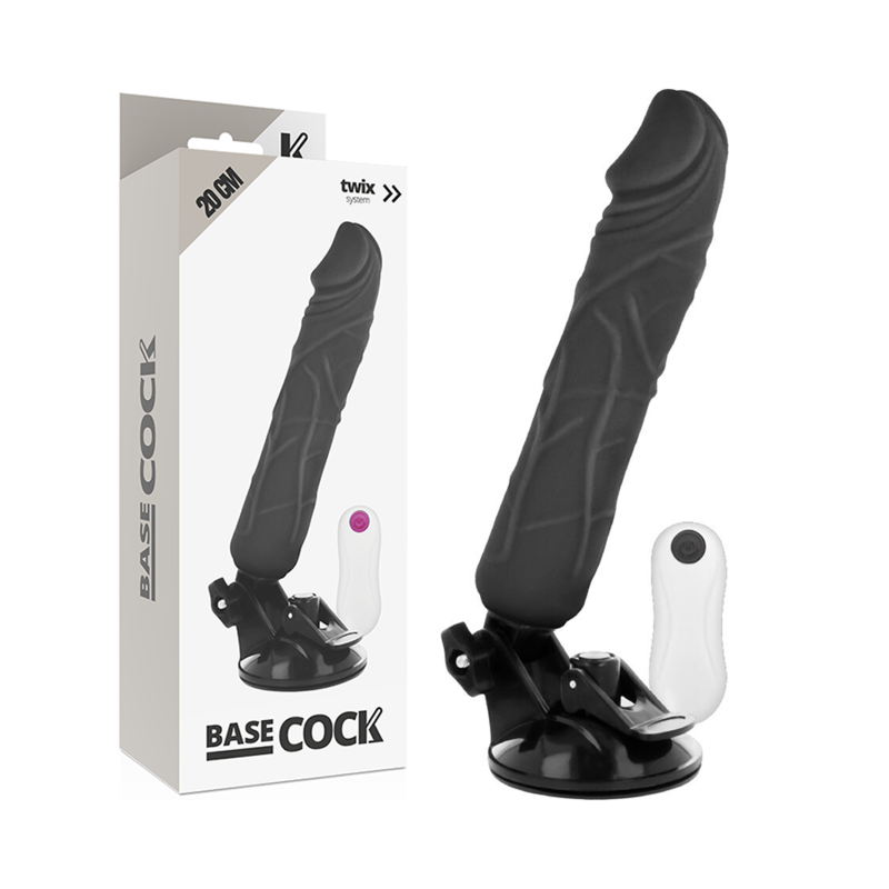 Basecock - Vibrador Realistico Control Remoto Negro 20 Cm -O- 4 Cm