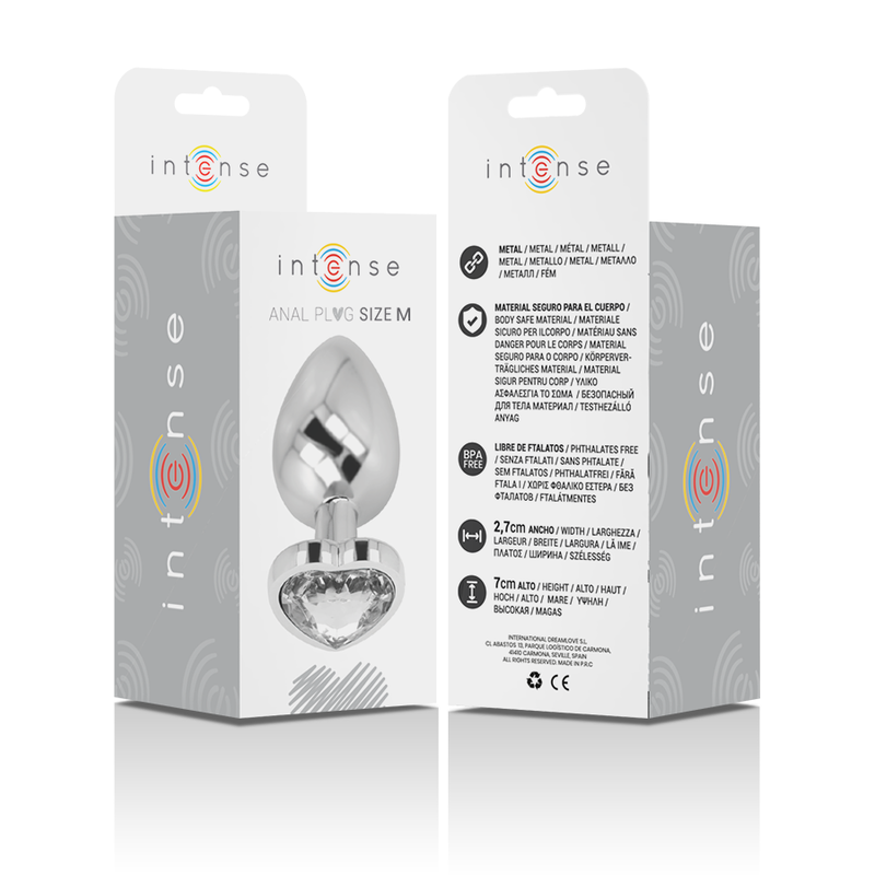 Intense - Plug Anal Metal Aluminio Corazón Blanco Talla M
