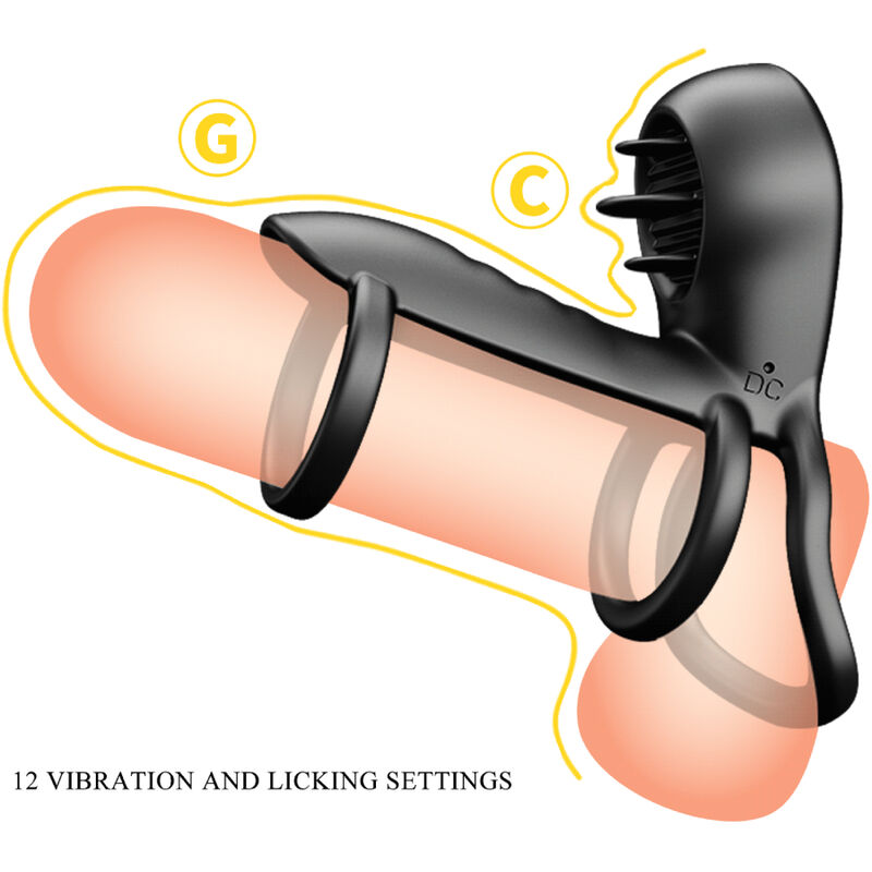 Pretty Love - Jammy Funda De Pene 12 Vibraciones Con Lengua Recargable Silicona