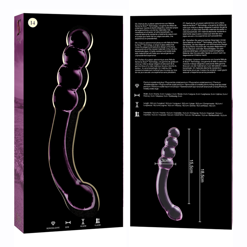 Nebula Series By Ibiza - Modelo 14 Dildo Cristal Rosa 18.5 Cm -o- 3 Cm