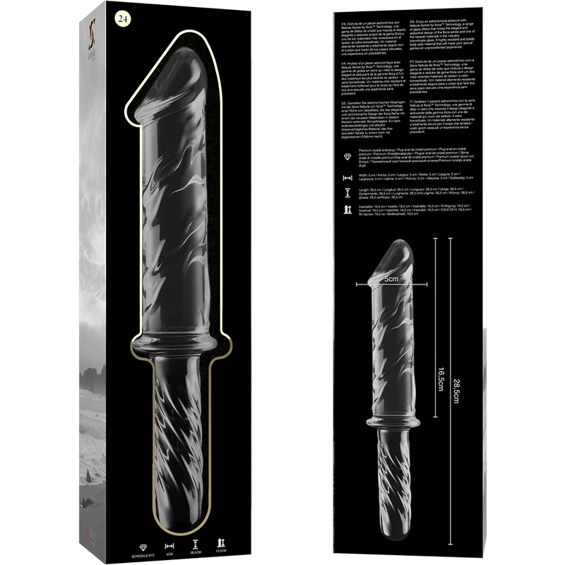 Dildo Nebula Series By Ibiza Modelo 24 Cristal Borosilicato 28.5 X 5 Cm Transparente