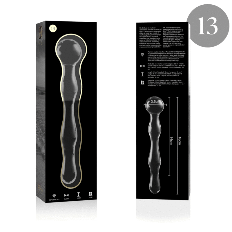 Dildo Cristal Nebula Series By Ibiza - Modelo 13 Borosilicato 18 X 3.5 Cm Transparente
