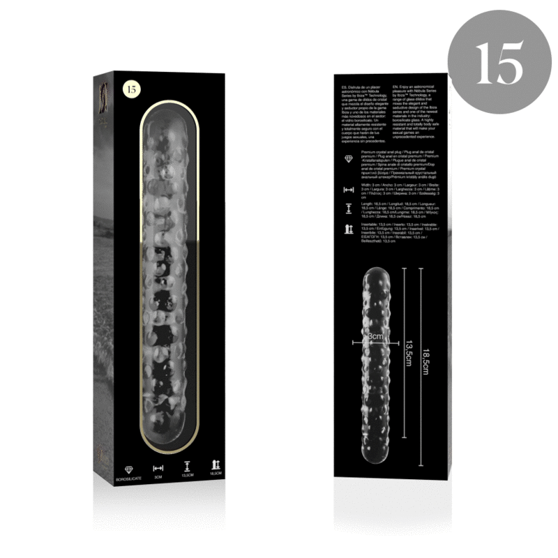 Dildo Cristal Nebula Series By Ibiza - Modelo 15 Borosilicato 18.5 X 3 Cm Transparente