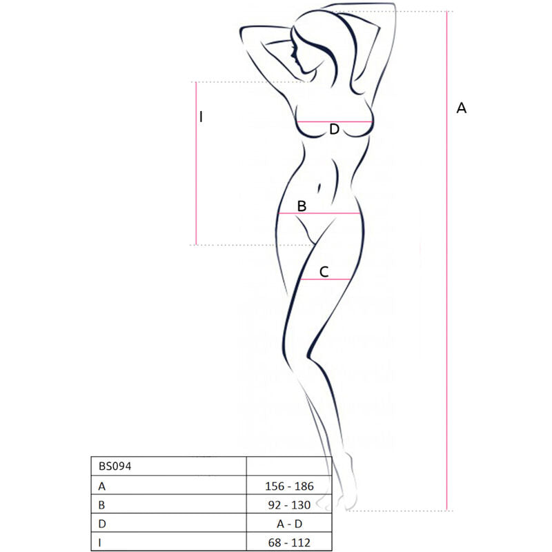 Passion - Bs094 Bodystocking Rojo Talla Única