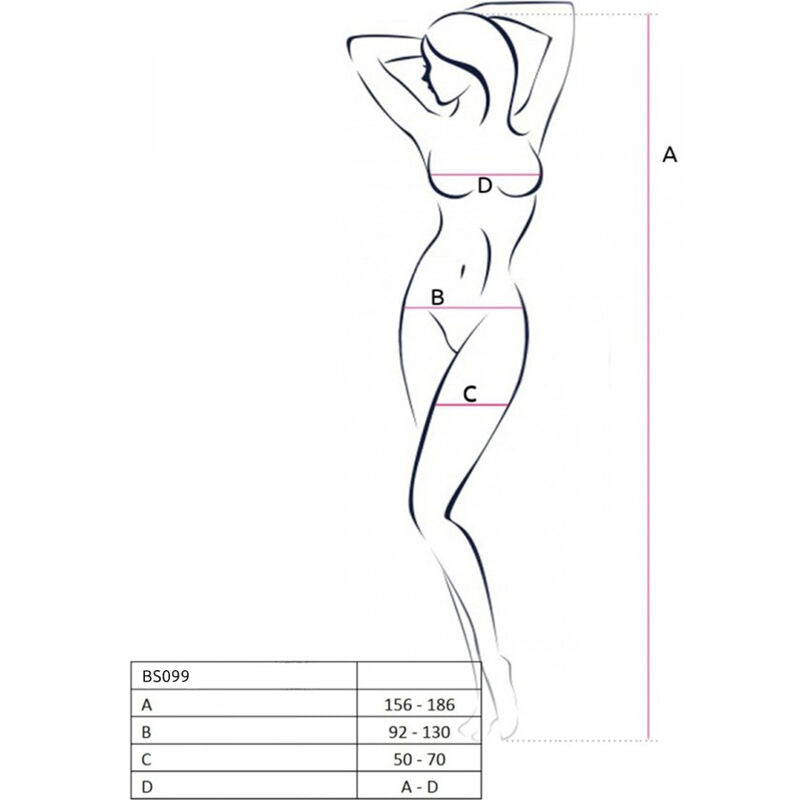 Passion - Bs099 Bodystocking Blanco Talla Unica