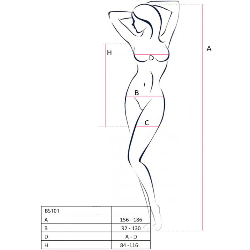 Passion - Bs101 Bodystocking Rojo Talla Unica