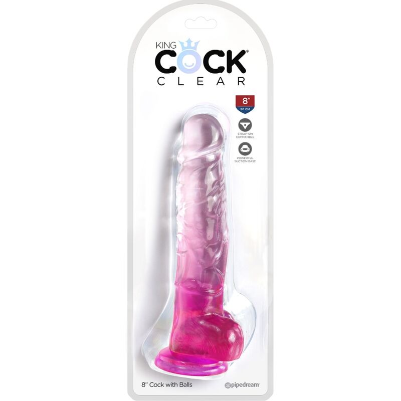 King Cock - Clear Pene Realistico Con Testiculos 16.5 Cm Rosa