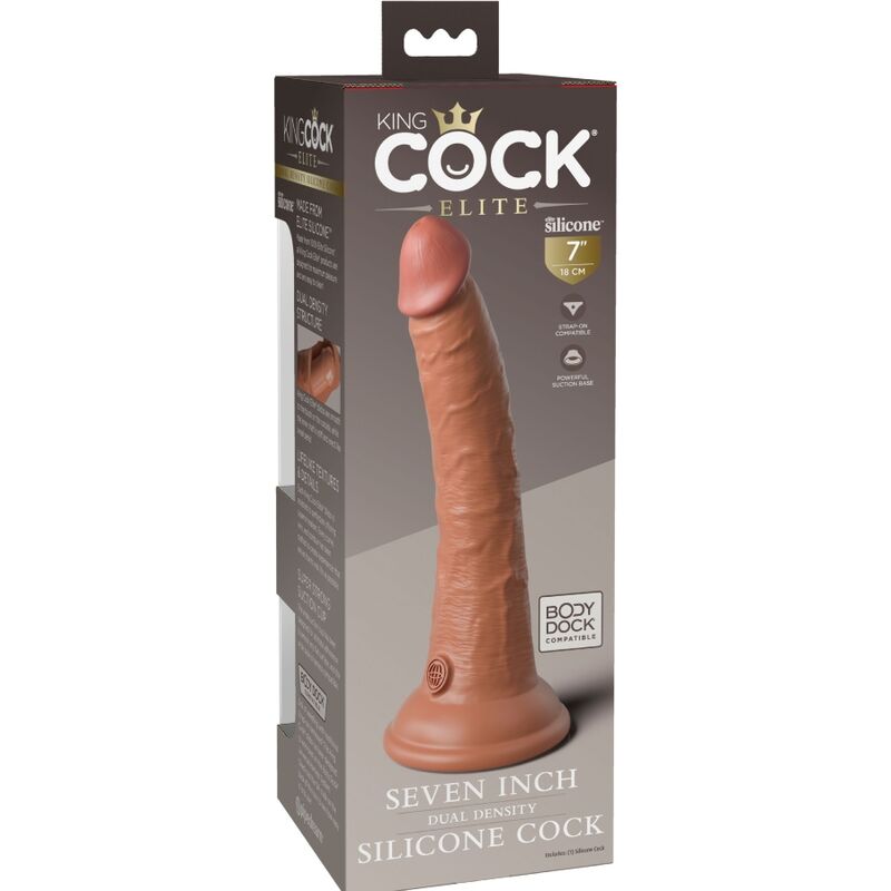 King Cock - Elite Dildo Realistico Silicona 17.8 Cm Caramelo