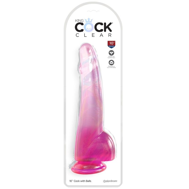 King Cock - Clear Dildo Con Testiculos 19 Cm Rosa